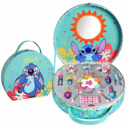 Stitch round makeup case 26x24x7 cm.