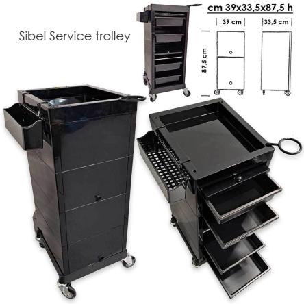 Sibel service trolley black 39 x 33,5 x  87,5 cm