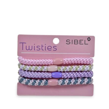 Sibel twisties elastici per capelli  4 pezzi pink