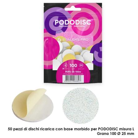 Staleks ricambi su base morbida per il staleks disco per pedicure pododisc staleks pro l, grana 100 (50 pz.), color bianco dia 25 mm
