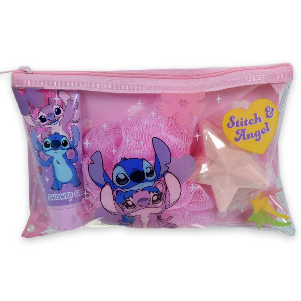 Stitch & angel beauty case gel doccia 35 ml + spugna + bath bomb