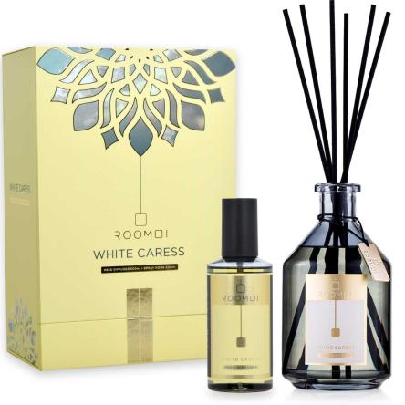 Coffret roomoi white caress 500ml + home spray 200 ml + sticks