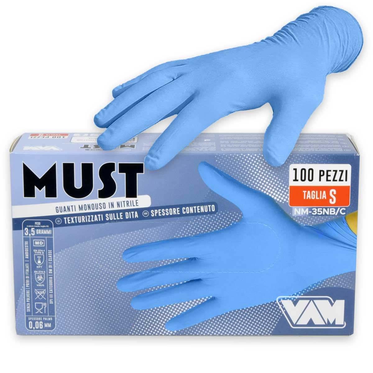 Guanti in nitrile 3,5 gr 100 pz blue senza polvere s