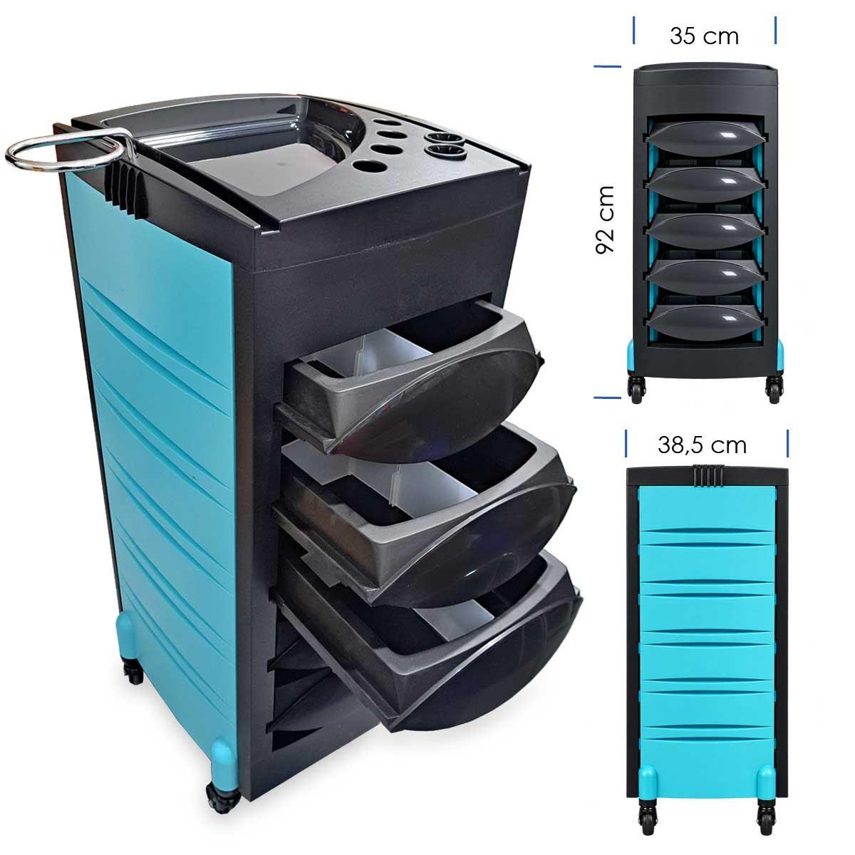 Muster carrello porta  attrezzi parruchiere nero/tiffany