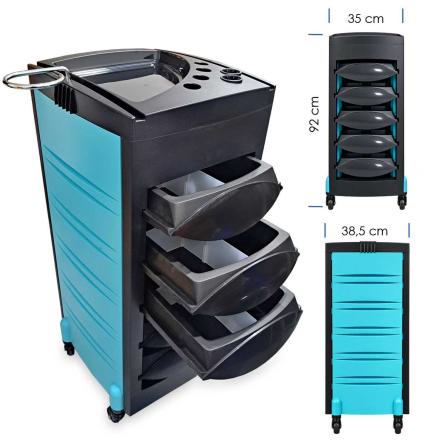 Muster carrello porta  attrezzi parruchiere nero/tiffany