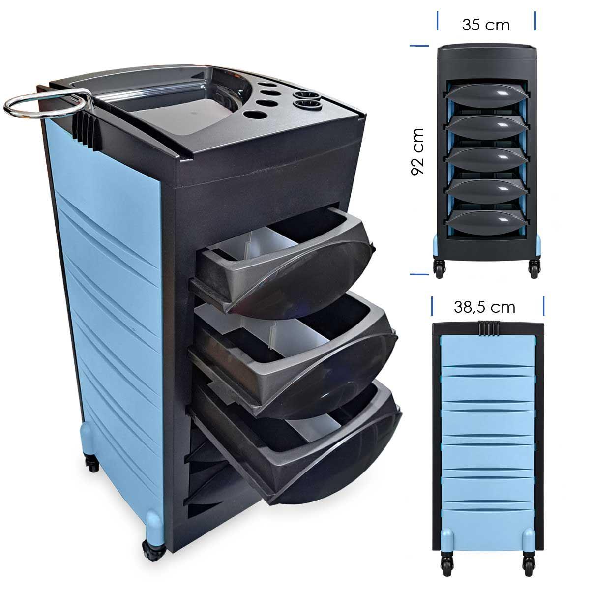 Muster carrello porta  attrezzi parruchiere nero/azzurro