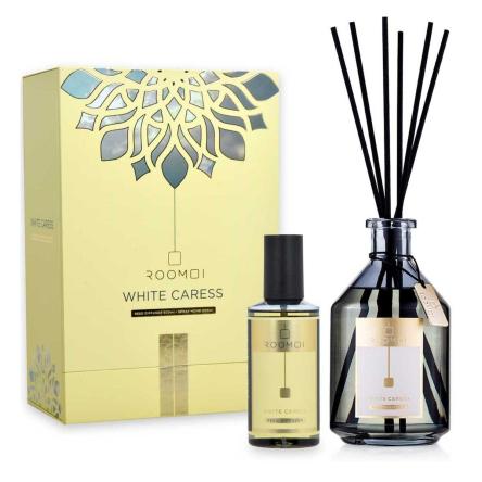 Coffret 2026 roomoi white caress 200ml + spray 100 ml + sticks