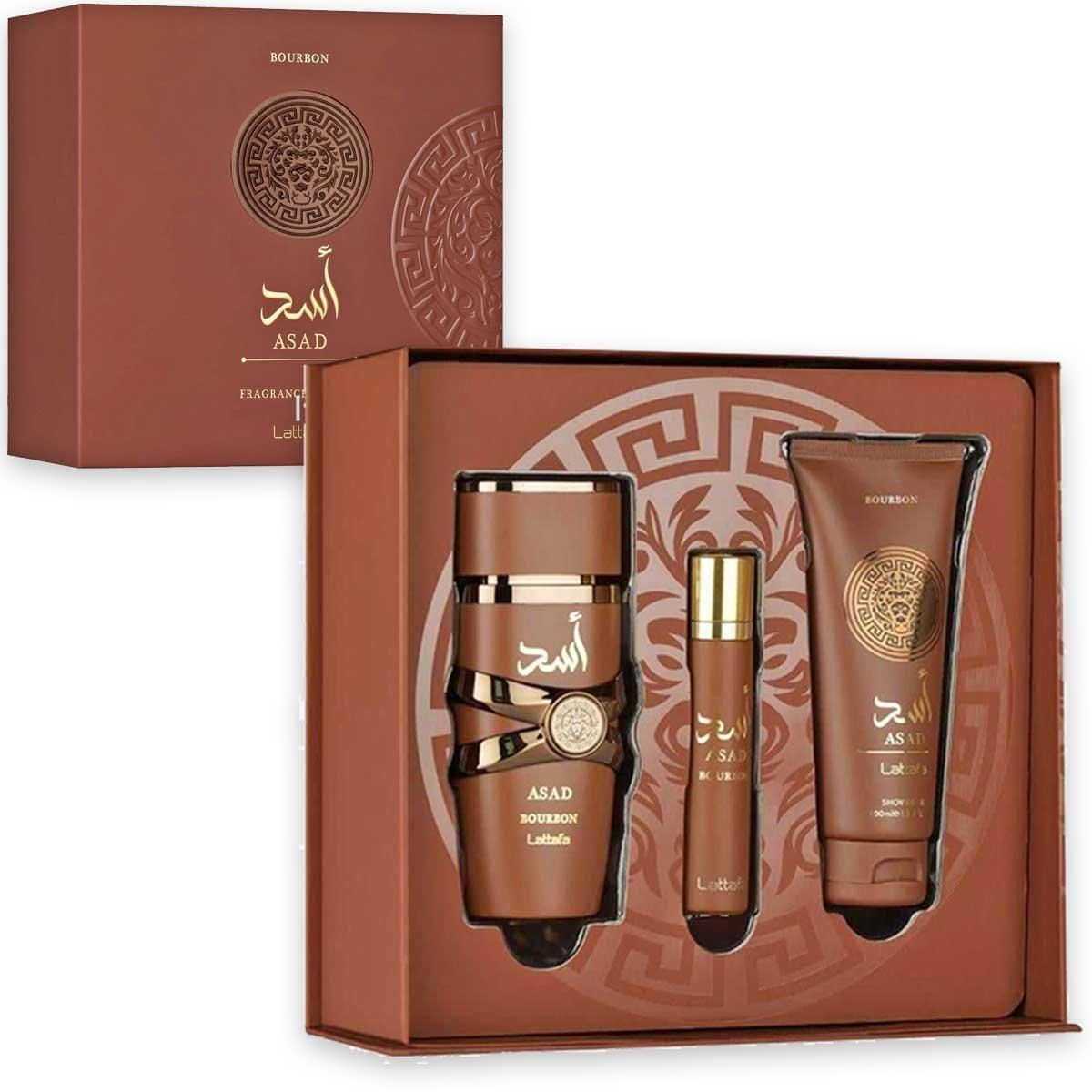 Lattafa asad bourbon(m)set edp 100 ml +edp 12 ml + shower gel 100 ml