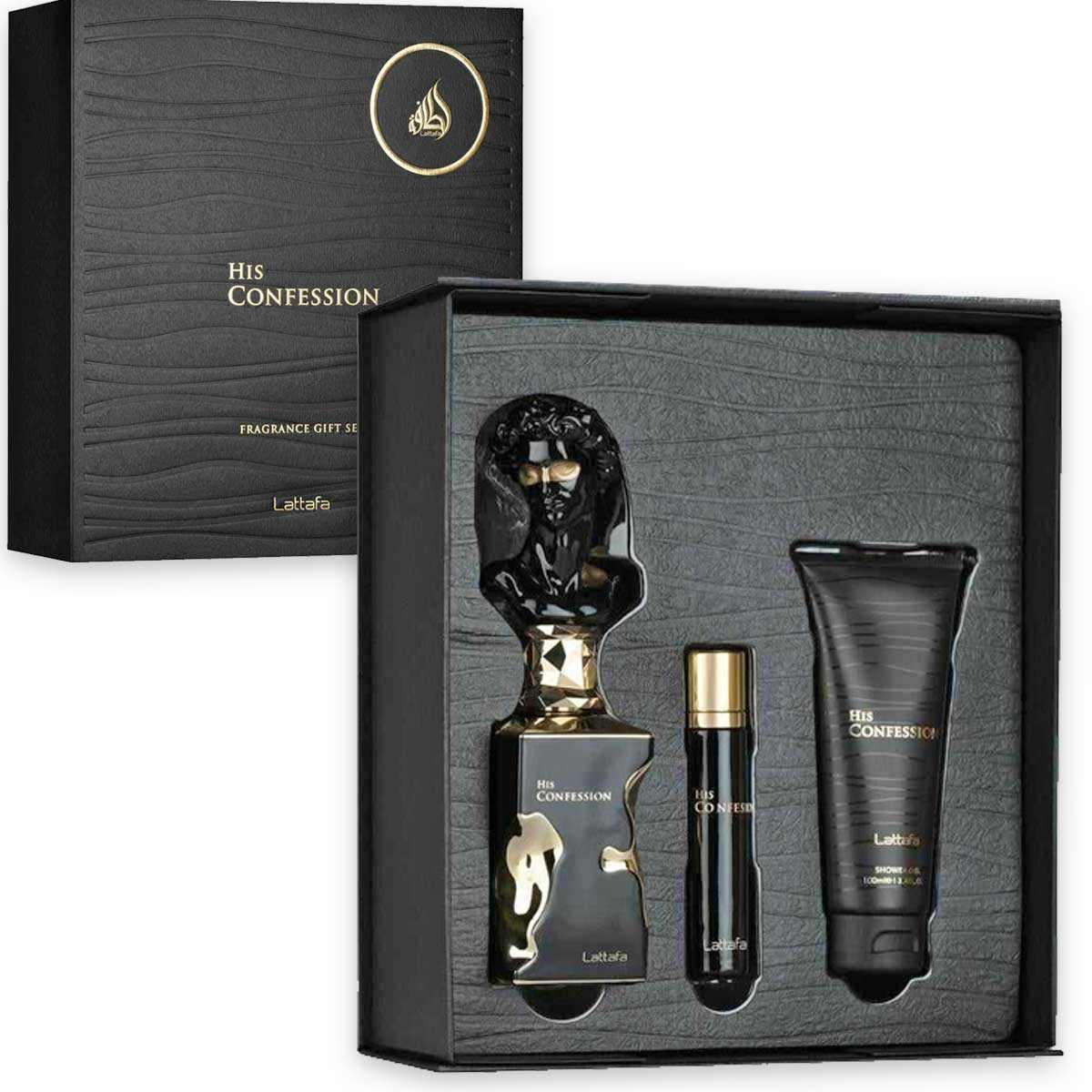 Lattafa his confession(m)set edp 100 ml + edp 12 ml + shower gel